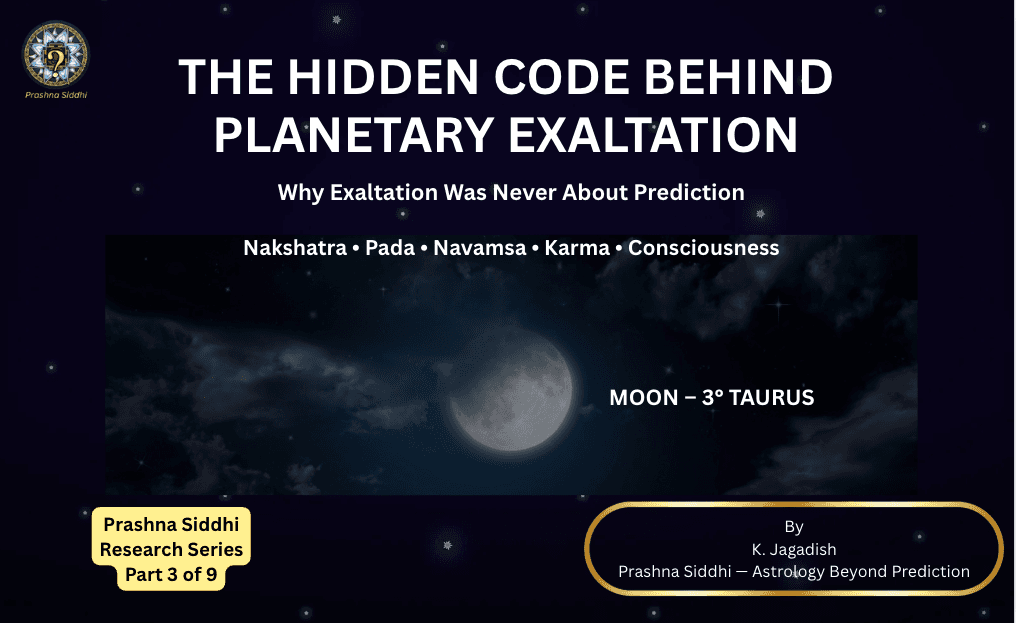 Moon exalted at 3 degrees Taurus in Kritika Nakshatra second Pada and Capricorn Navamsa