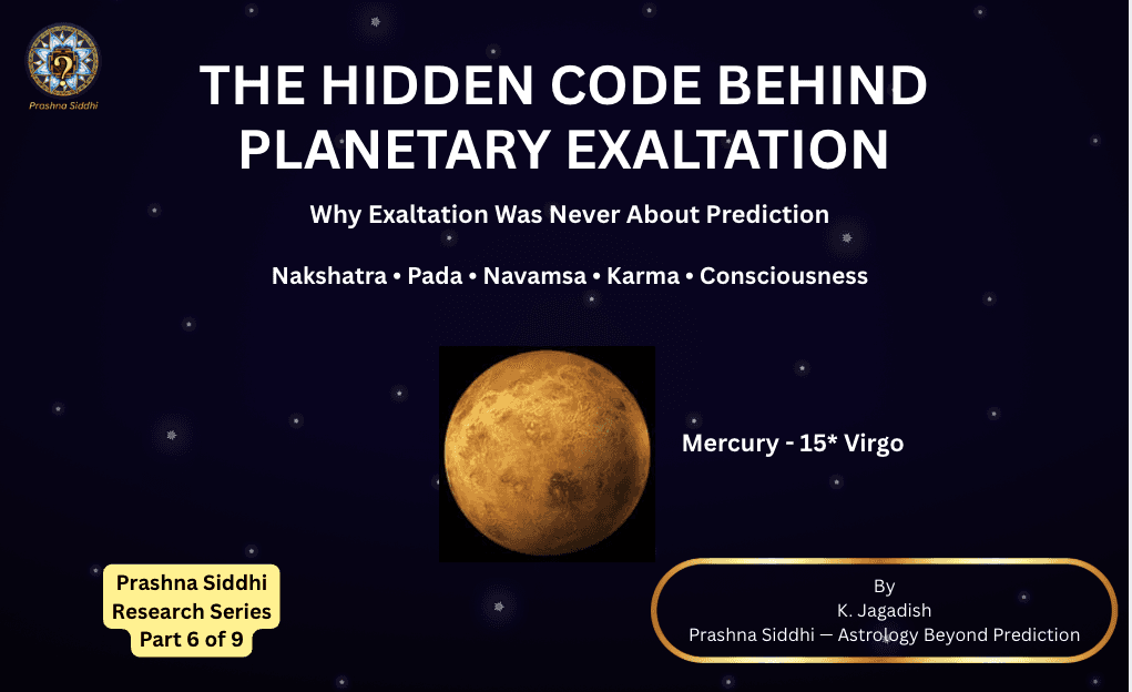Mercury exalted at 15 degrees Virgo in Hasta Nakshatra second Pada and Taurus Navamsa representing balance and threshold