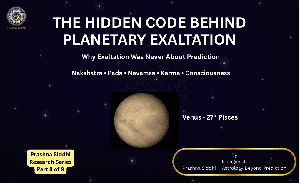 Venus exalted at 27 degrees Pisces in Revati Nakshatra fourth Pada and Pisces Navamsa representing completion